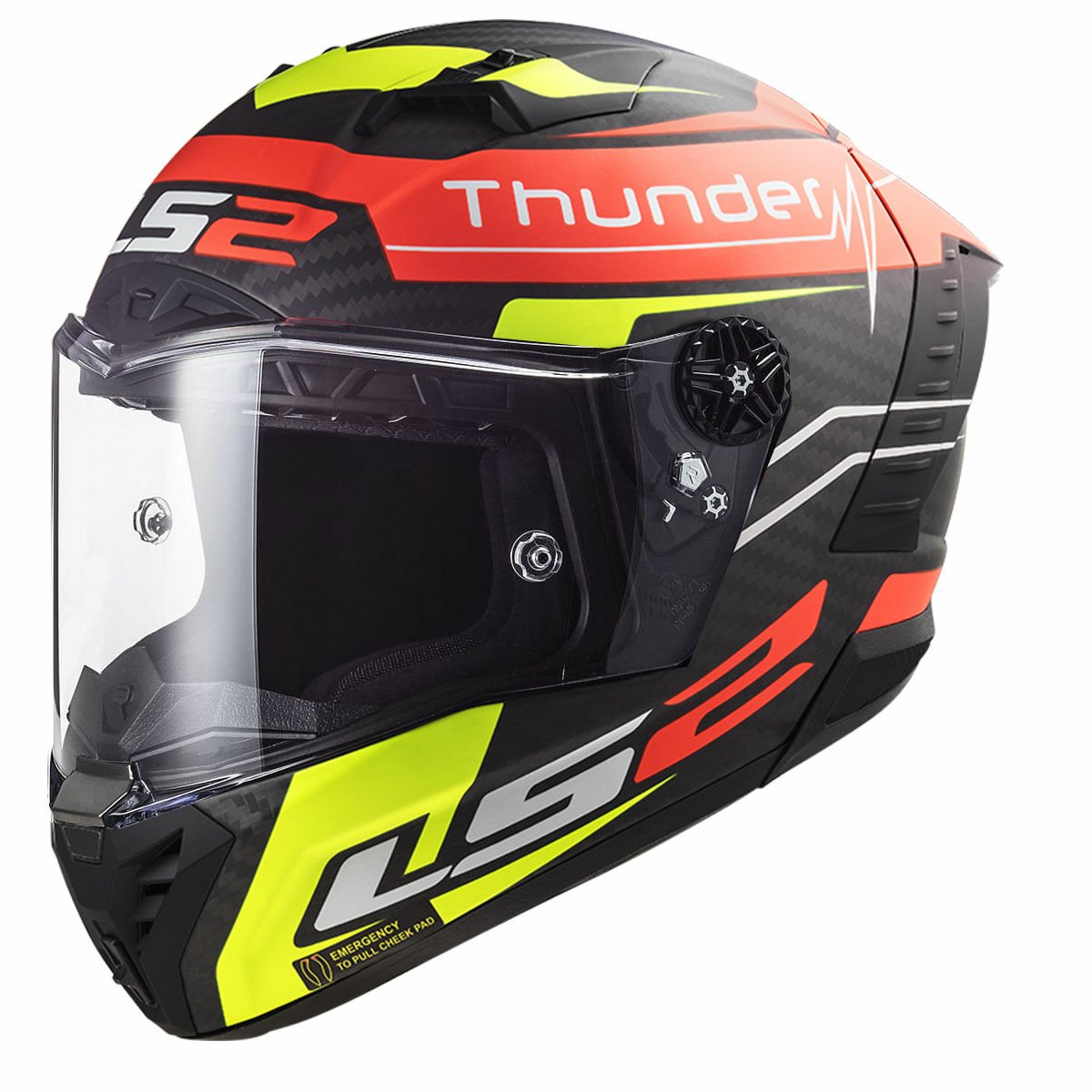 Ls2 Thunder Karbon Kask Attack Mat Kırmızı Neon Sarı