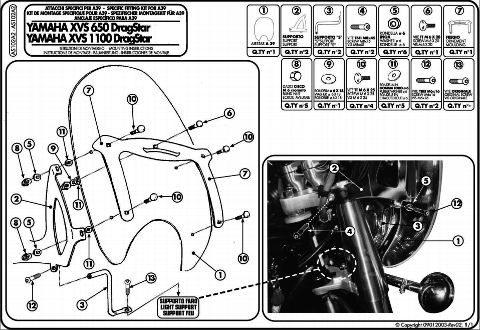 Kappa AS102A2 Yamaha XVS 650-1100 Dragstar Classic Siperlik Bağlantısı