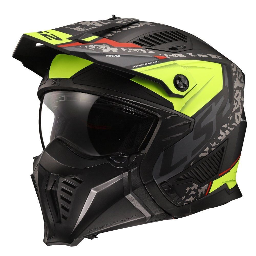 LS2 Drifter Kask Devor Mat Siyah Neon Sarı