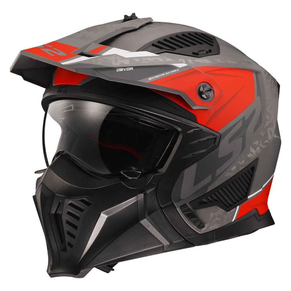 LS2 Drifter Kask Devor Mat Gri Titanium Kırmızı