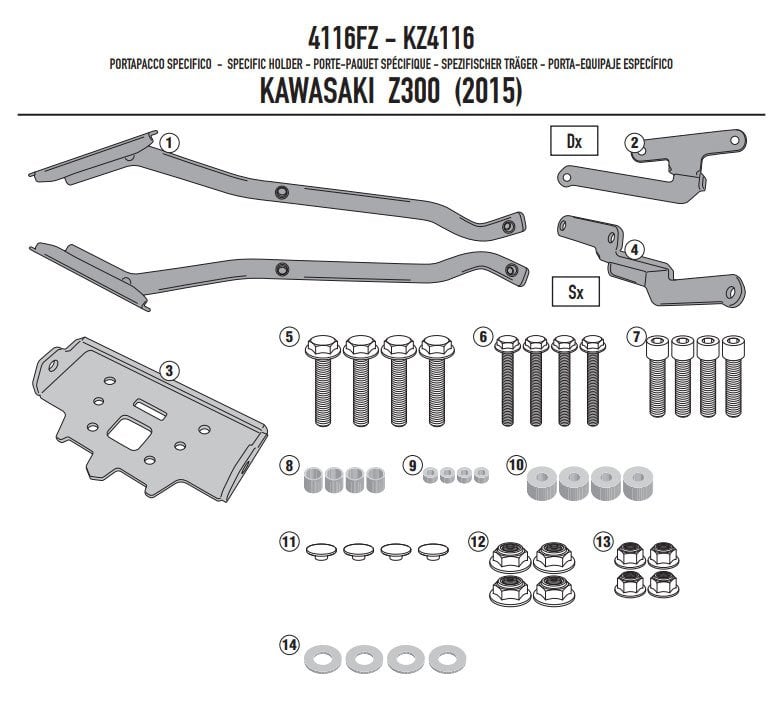 Givi 4116FZ Kawasaki Z300 (15) Arka Çanta Demiri
