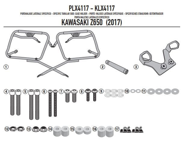 Givi PLX4117 Kawasaki Z650 (17) Yan Çanta Demiri