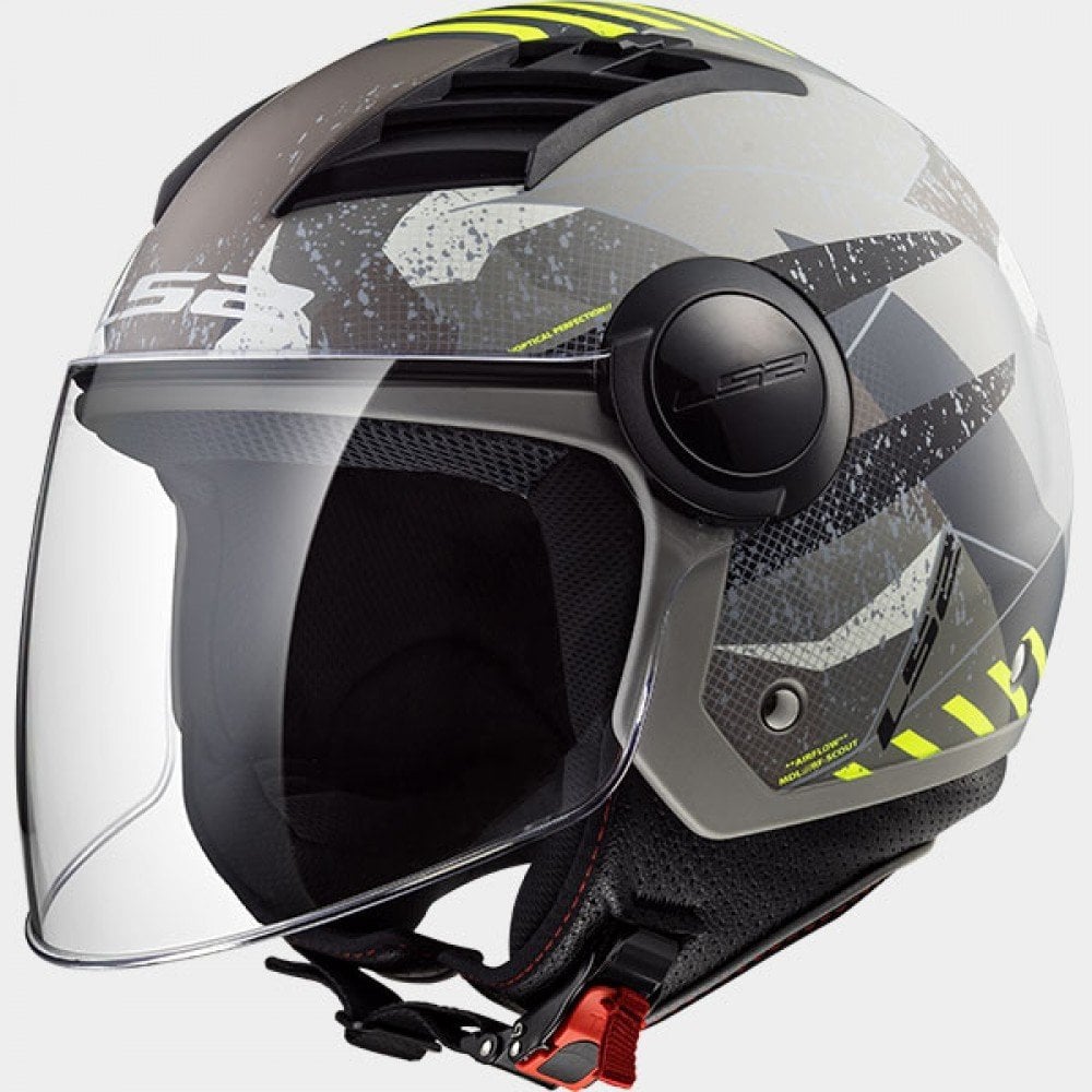 LS2 OF562 Airflow Camo Kask Titanium Sarı