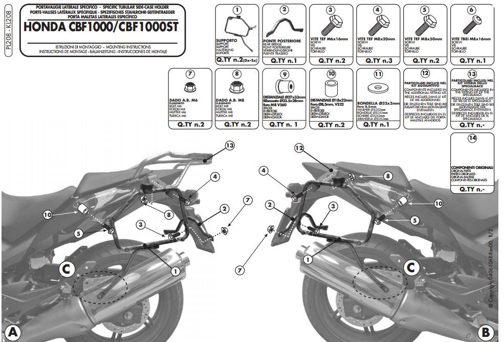 Givi PL208 Honda CBF 1000 - St (10-14) Yan Çanta Demiri