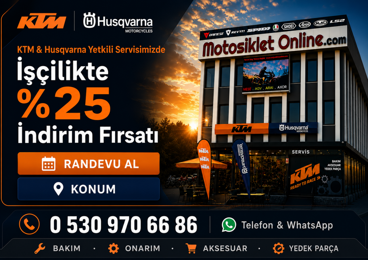 2024 Öncesi KTM & Husqvarna Motosikletlerde İşçilikte %25 İndirim