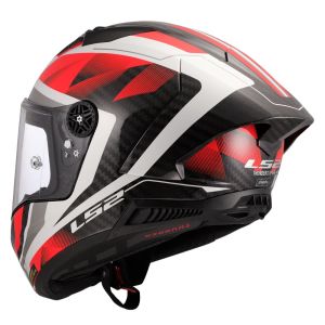 LS2 Thunder Karbon GP Aero Raute Kask Beyaz Kırmızı