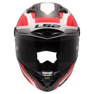 LS2 Thunder Karbon GP Aero Raute Kask Beyaz Kırmızı