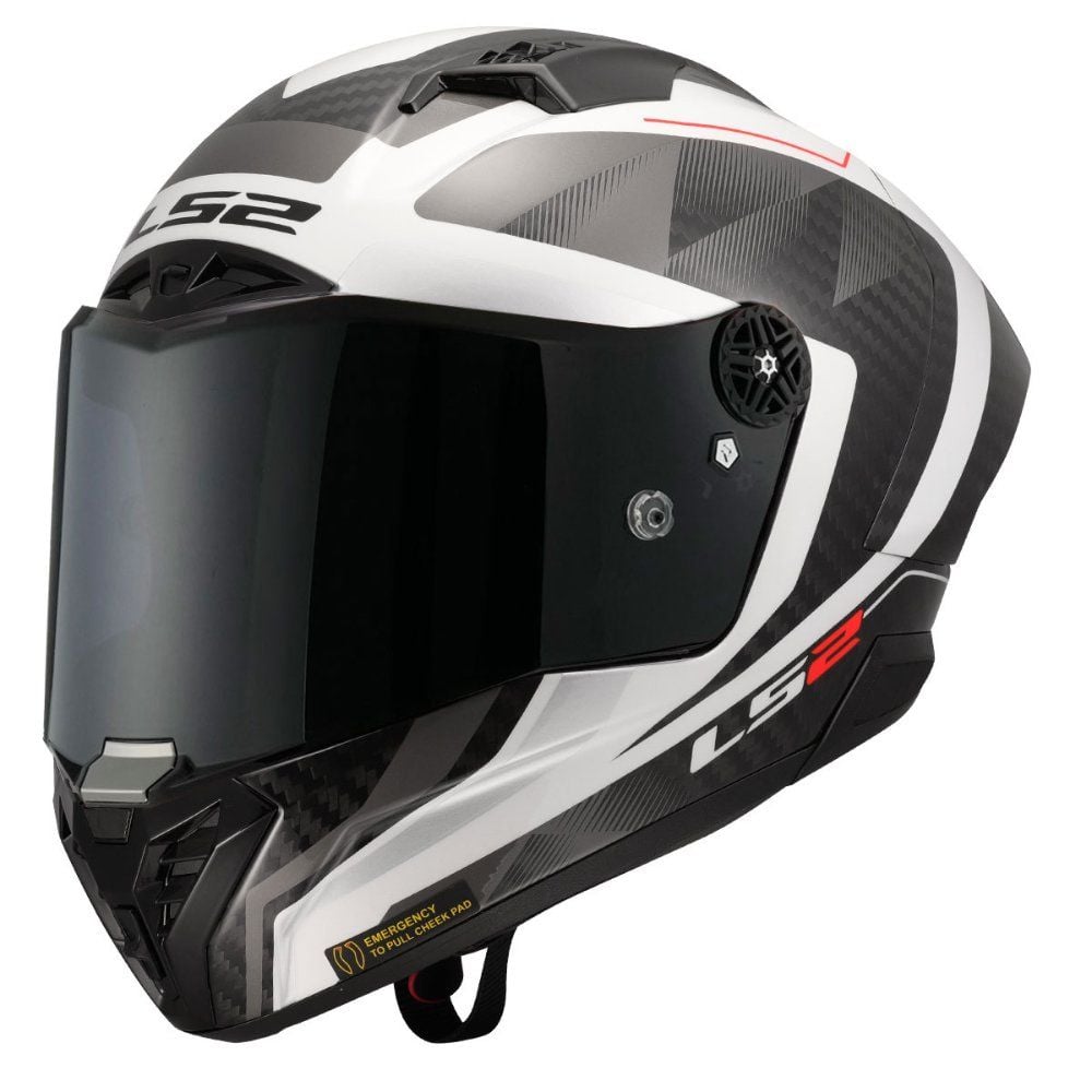 LS2 Thunder Karbon GP Aero Raute Kask Beyaz Gri