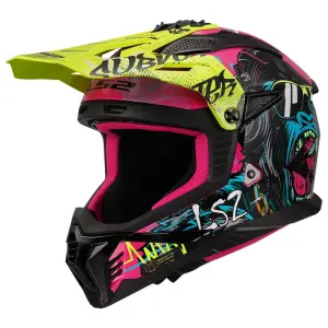 LS2 Fast 2 Kros Kask Gorilla Mor Neon Sarı