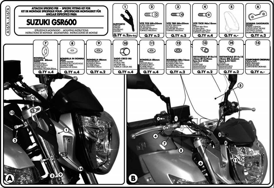 Kappa A167A Suzuki GSR 600 Ön Cam Siperlik Bağlantısı