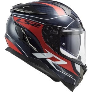 LS2 Challenger C Karbon Grid Mavi Karbon Kırmızı Kask