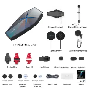 ASMAX F1 Pro Mesh ve Sesli Komutlu Bluetooth İnterkom Mavi