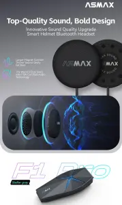 ASMAX F1 Pro Mesh ve Sesli Komutlu Bluetooth İnterkom Mavi