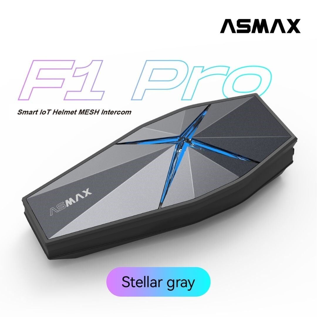 ASMAX F1 Pro Mesh ve Sesli Komutlu Bluetooth İnterkom Gri | Asmax