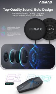 ASMAX F1 Pro Mesh ve Sesli Komutlu Bluetooth İnterkom Kırmızı