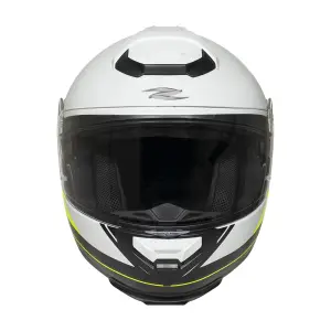 Zeus ZS-3050DA BE7 Çene Açılır Kask Mat Pearl Beyaz Fluo Sarı