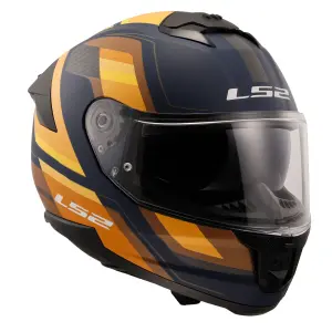LS2 Stream 2 Vıntage Mat Navy Mavi Turuncu Kahverengi Kask