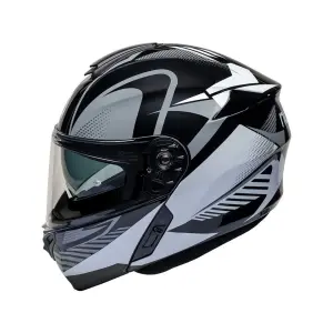 Nukro 938SV Çene Açılır Kask Siyah Beyaz Gri