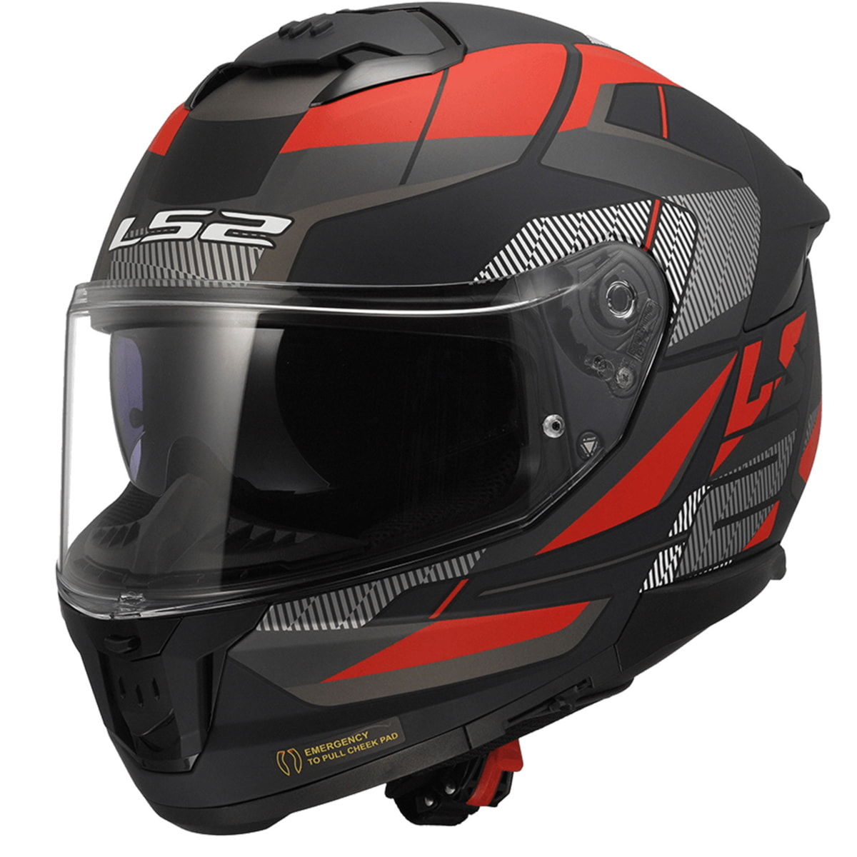 LS2 Stream 2 Kask Road Mat Siyah Titanium Kırmızı