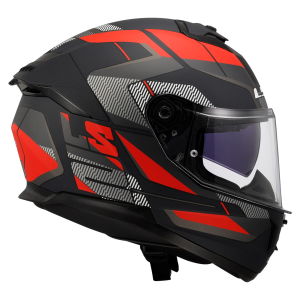 LS2 Stream 2 Kask Road Mat Siyah Titanium Kırmızı