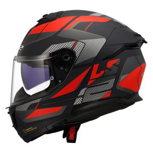 LS2 Stream 2 Kask Road Mat Siyah Titanium Kırmızı