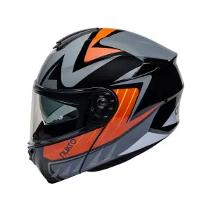 Nukro 938SV Çene Açılır Kask Siyah Beyaz Turuncu