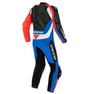 Dainese Assen 2 Perforeli Deri Tulum Mavi Kırmızı