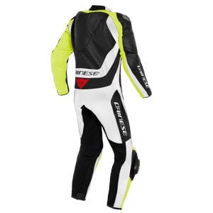 Dainese Assen 2 Perforeli Deri Tulum Beyaz Sarı