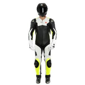Dainese Assen 2 Perforeli Deri Tulum Beyaz Sarı