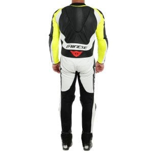 Dainese Assen 2 Perforeli Deri Tulum Beyaz Sarı