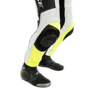 Dainese Assen 2 Perforeli Deri Tulum Beyaz Sarı