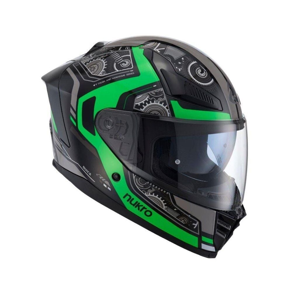 Nukrohelmet YM-853 Güneş Vizörlü Kapalı Kask Combat Yeşil Siyah