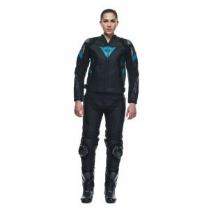 Dainese Avro 5 Kadın Deri Ceket Siyah-Deniz Mavisi