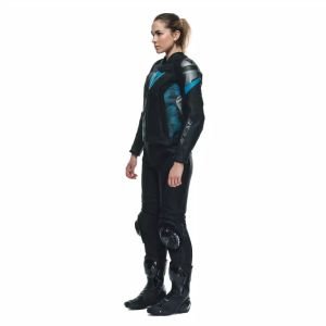 Dainese Avro 5 Kadın Deri Ceket Siyah-Deniz Mavisi