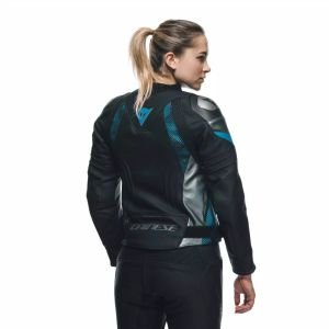 Dainese Avro 5 Kadın Deri Ceket Siyah-Deniz Mavisi