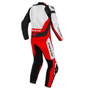 Dainese Assen 2 Perforeli Deri Tulum Beyaz Kırmızı