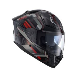 Nukrohelmet YM-853 Güneş Vizörlü Kapalı Kask Flash Kırmızı Siyah