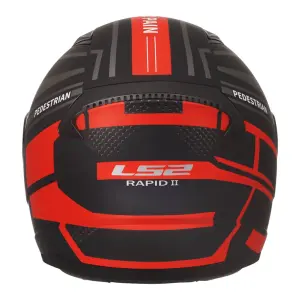 LS2 RAPID 2 Kapalı Kask PEDESTRIAN Mat Siyah Kırmızı Gri