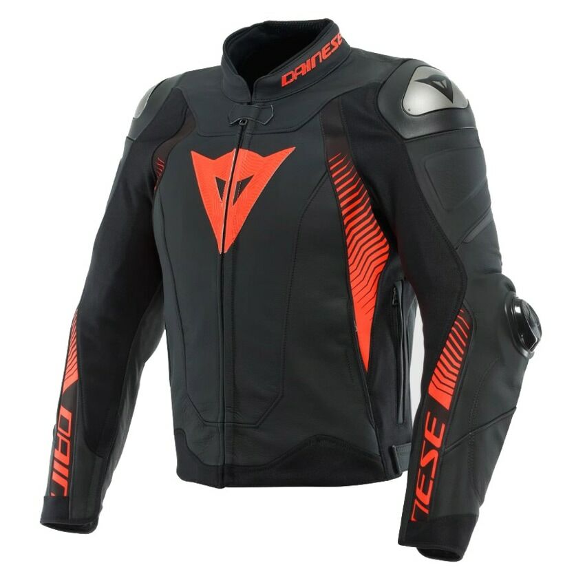 Dainese Super Speed 4 Deri Ceket Mat Siyah Fluo Kırmızı Dainese Super Speed 4 Deri Ceket Mat Siyah Fluo Kırmızı 56