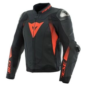 Dainese Super Speed 4 Deri Ceket Mat Siyah Fluo Kırmızı Dainese Super Speed 4 Deri Ceket Mat Siyah Fluo Kırmızı 56