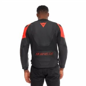 Dainese Racing 5 Deri Ceket Siyah - Fluo Kırmızı