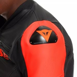 Dainese Racing 5 Deri Ceket Siyah - Fluo Kırmızı