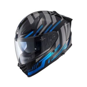 Nukrohelmet YM-853 Güneş Vizörlü Kapalı Kask Power Mavi Siyah