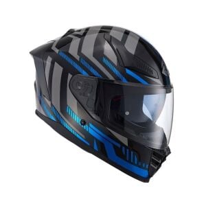 Nukrohelmet YM-853 Güneş Vizörlü Kapalı Kask Power Mavi Siyah