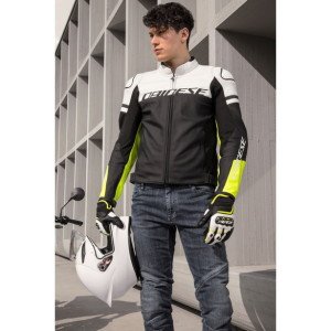 Dainese Agile Deri Mont Beyaz Sarı