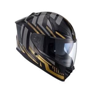 Nukrohelmet YM-853 Güneş Vizörlü Kapalı Kask Power Gold Siyah