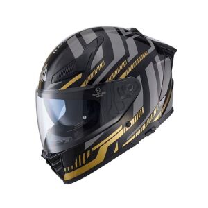 Nukrohelmet YM-853 Güneş Vizörlü Kapalı Kask Power Gold Siyah