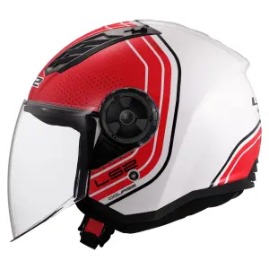 LS2 AIRFLOW 2 Açık Kask COURSE Mat Beyaz Kırmızı