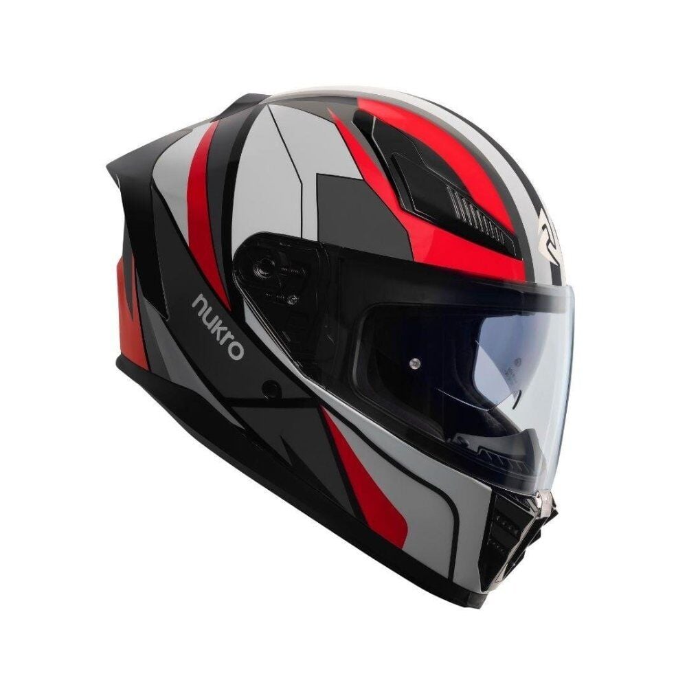 Nukrohelmet YM-853 Güneş Vizörlü Kapalı Kask Shine Kırmızı Beyaz