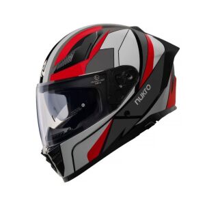 Nukrohelmet YM-853 Güneş Vizörlü Kapalı Kask Shine Kırmızı Beyaz